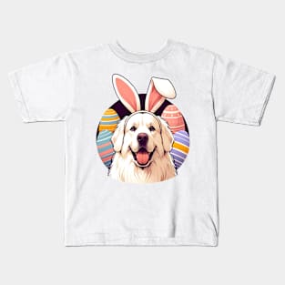 Slovensky Cuvac with Bunny Ears Enjoys Easter Morning Kids T-Shirt